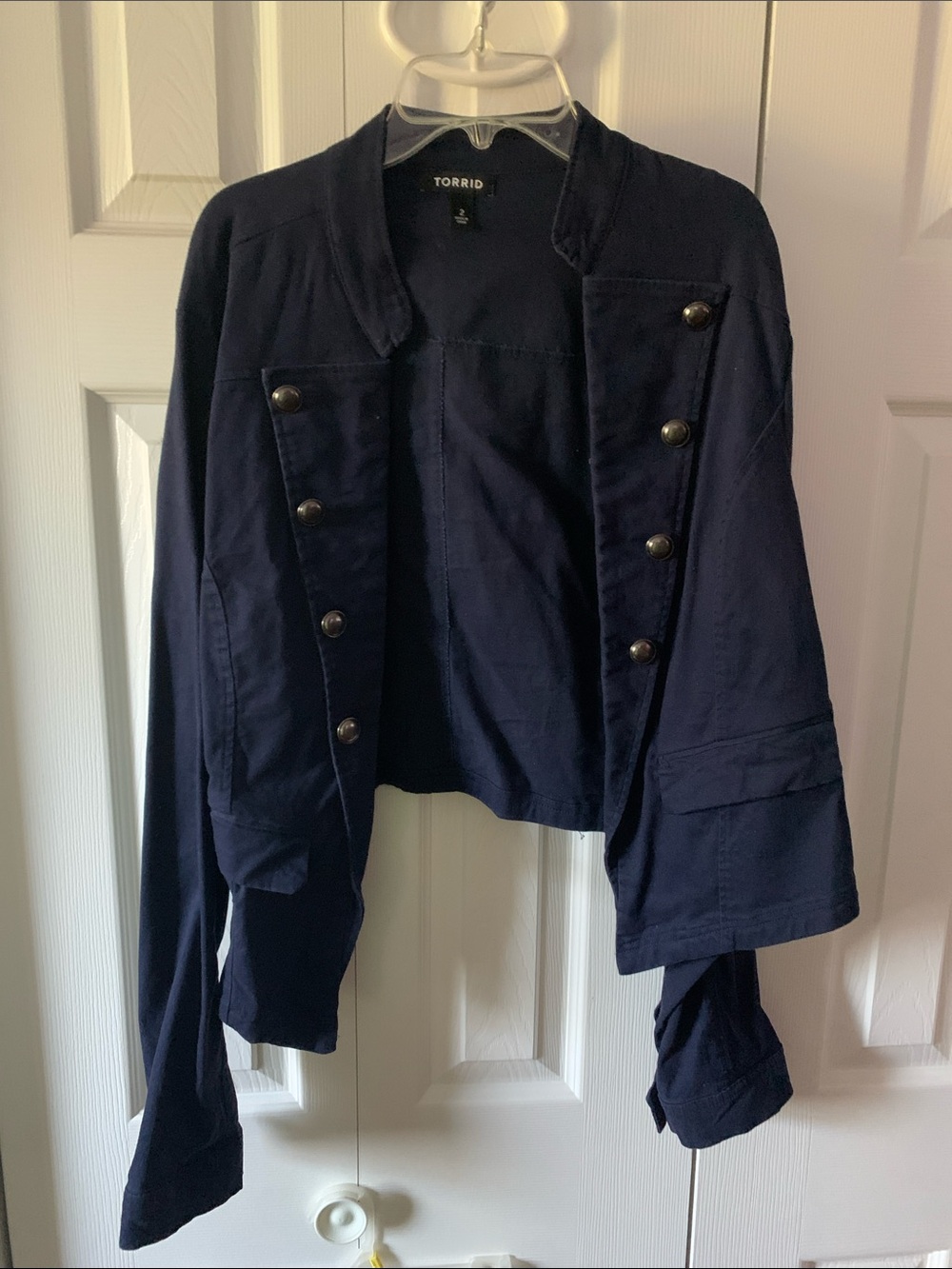 torrid Navy Military-Style Cropped Blazer Jacket